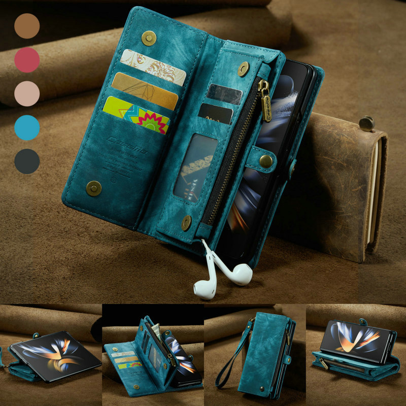 Mới CaseMe 2026 Z Fold 4 Ốp Lưng Cho Galaxy Z Fold 4 Dây Kéo Da Tiền Mặt Ví Bao Da Cho Samsung Galax