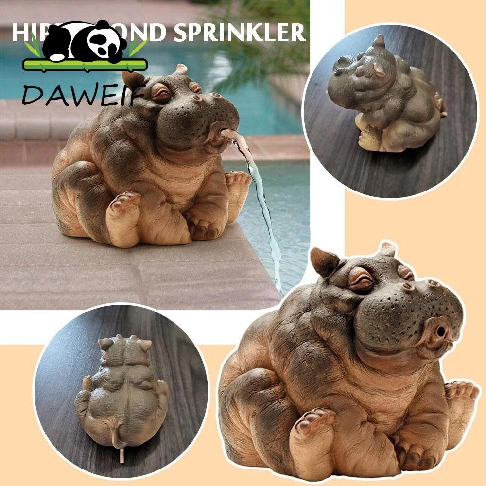 DAWEIF Hippo Pond Spritter Tượng, Nhựa Dễ Thương Hippo Vườn Tượng, Hippo Trang Trí Mô Phỏng Thực Tế 