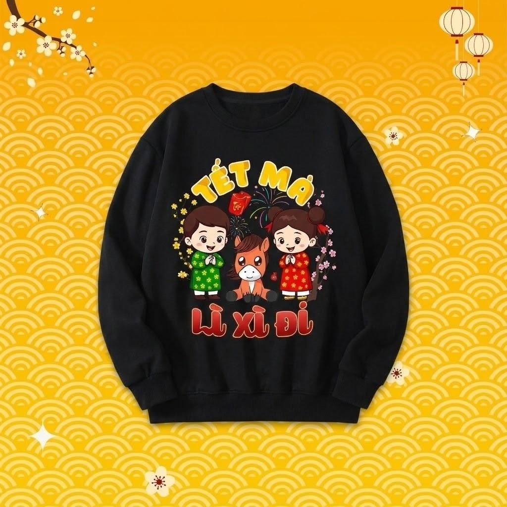 [ÁO TẾT 2026] Áo Sweater Tết 2026 Con Ngựa Vải Nỉ Mềm Mại Mặc Chúc Tết 2026