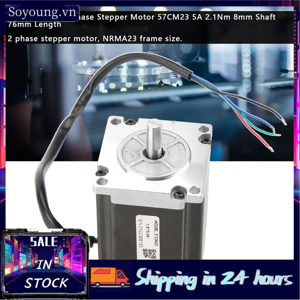 Soyoung Bộ động cơ bước soyoung CNC Nema23 Động cơ bước 2 pha 57CM23 5A 2.1Nm Trục 8 mm Chiều dài 76