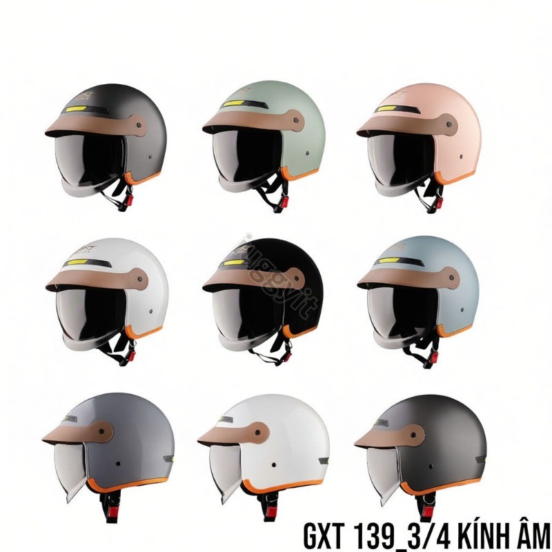 🚚MŨ BẢO HIỂM TRÙM ĐẦU 3/4 KÍNH ÂM CHÍNH HÃNG GXT 139Nón Bảo Hiểm Kính Âm GXT M139 Chính Hãng NhựaABS