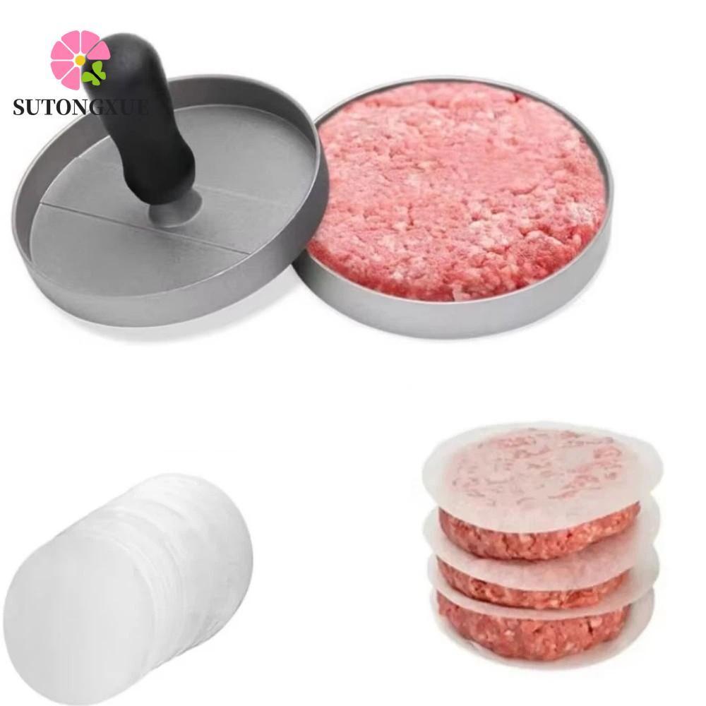 SUTONGXUE Hamburger Máy ép thịt, Khuôn Hamburger chống dính bằng nhôm, 100 Giấy Patty Tay cầm bằng g