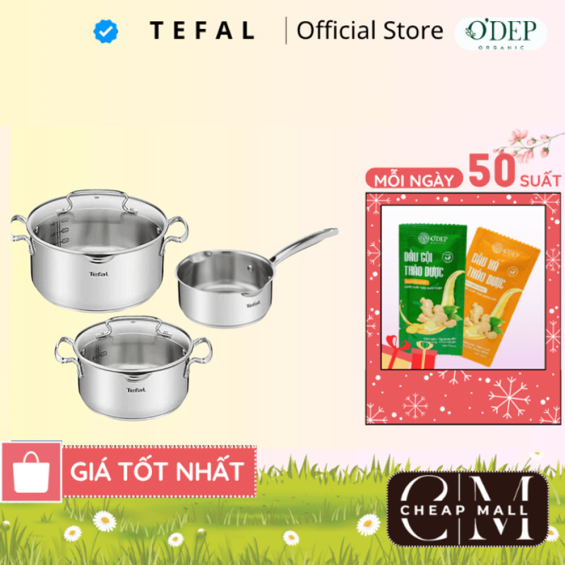 Bộ 3 nồi inox đáy từ cao cấp Tefal Duetto Plus 16/20/24 (G719S674/ G719S655) - Bảo Hành 24 Tháng - C