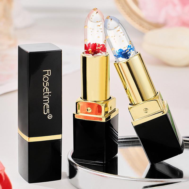 Rose Age Petal Jelly Flower Lipstick Flower Crystal Son môi đổi màu Son môi dưỡng ẩm Cốc chống dính 