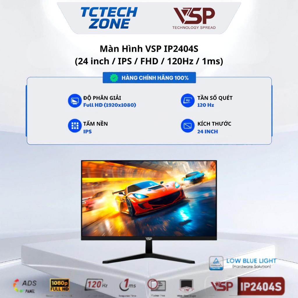 Màn hình VSP IP2404S (24inch / IPS / FHD / 120Hz / 1ms / Đen) Chính Hãng 100%