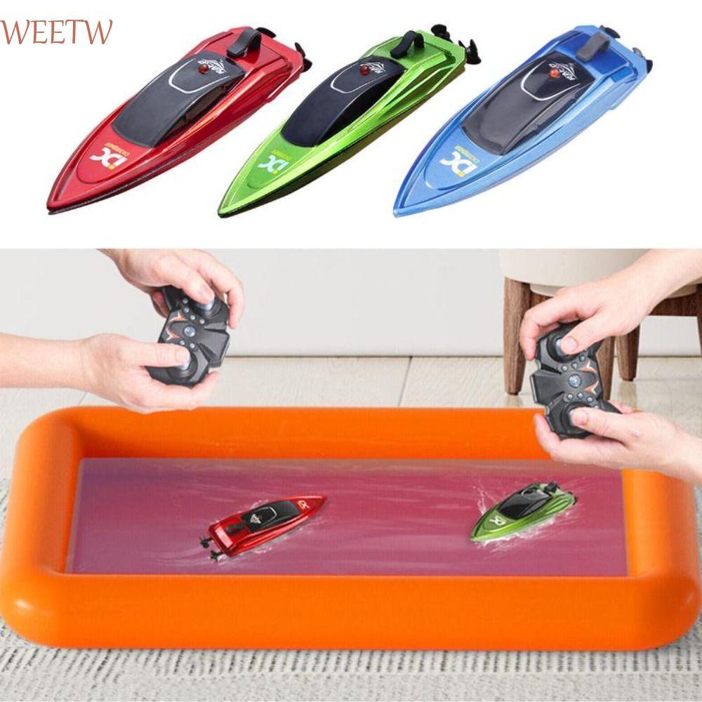Thuyền điều khiển từ xa WEETW, Thuyền RC Mini đèn LED tốc độ cao, Sinh nhật điện đôi động cơ Palm Bo
