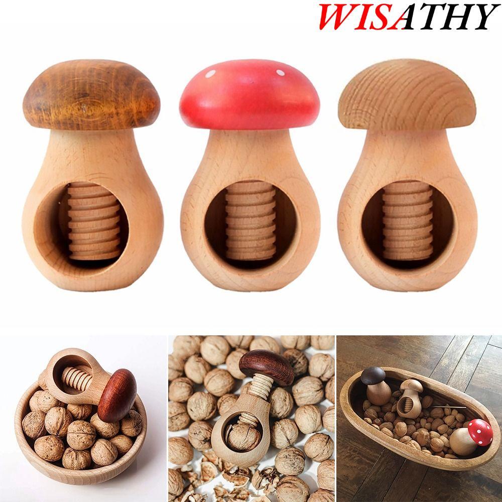 WISATHY Nutcracker, Kìm gỗ dễ nứt, Kẹp Pecans hình nấm đa chức năng sáng tạo