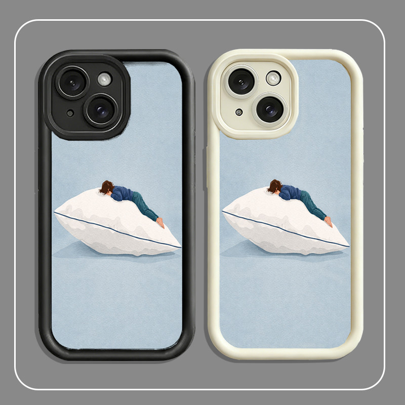 Ốp Lưng iPhone cô gái buồn ngủ nằm trên gối  Bảo Vệ Camera,Ốp Lưng iP X/XS/XR/11/12/13/14/15/16/17/P