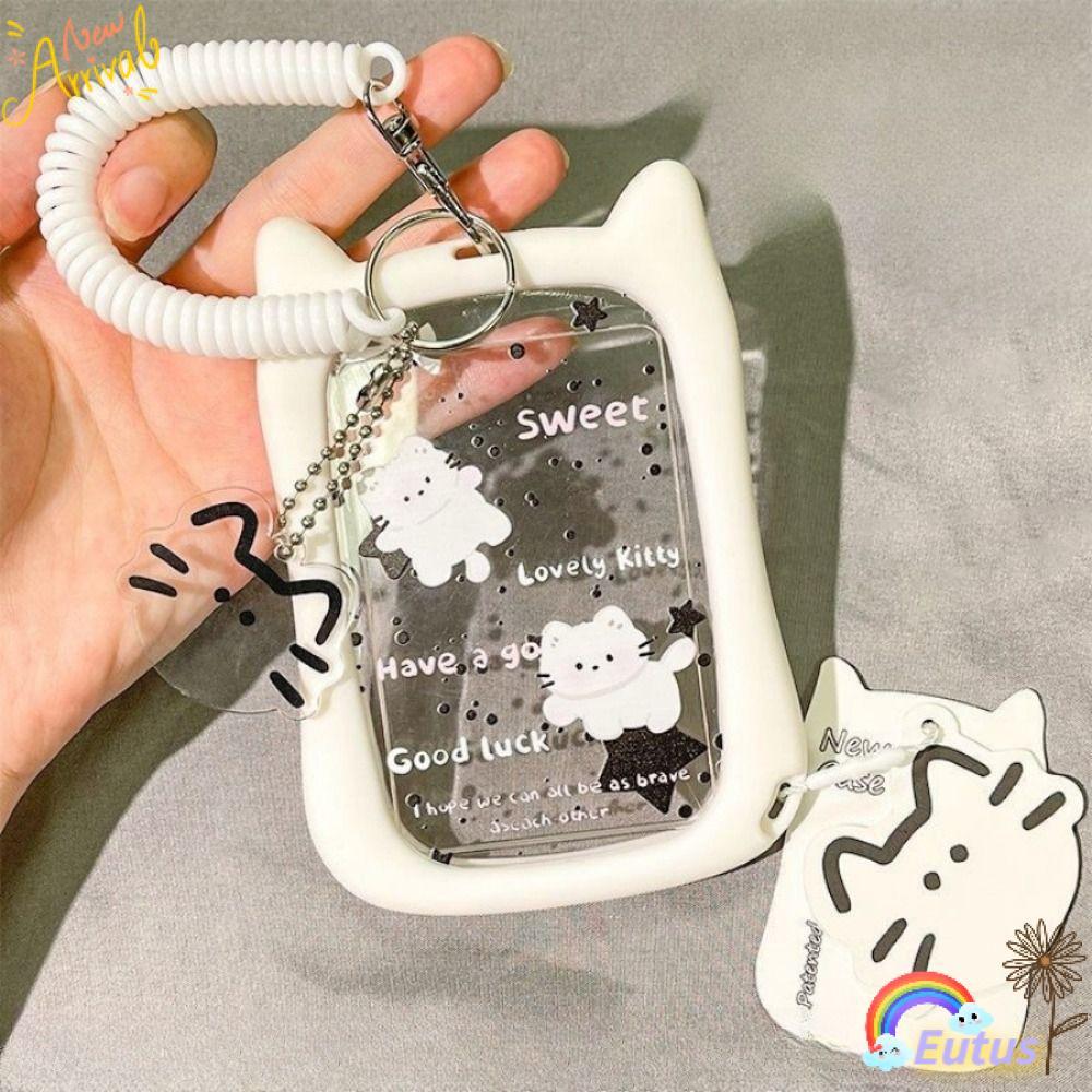EUCA Kpop Idol Card Holder, Kawaii Acrylic Photocard Holder, Tai Mèo Dễ Thương Trong Suốt Di Động Bả