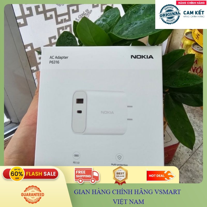 Củ Noki.a 2 cổng đầu ra USB và Type C zin chính hãng