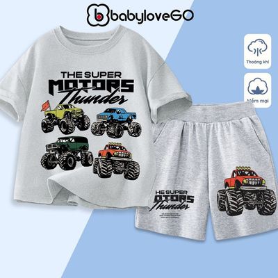 Bộ quần áo cho bé trai 2026 đồ bộ BabyloveGO in hình độc đáo chất thun cotton B-CA31-30