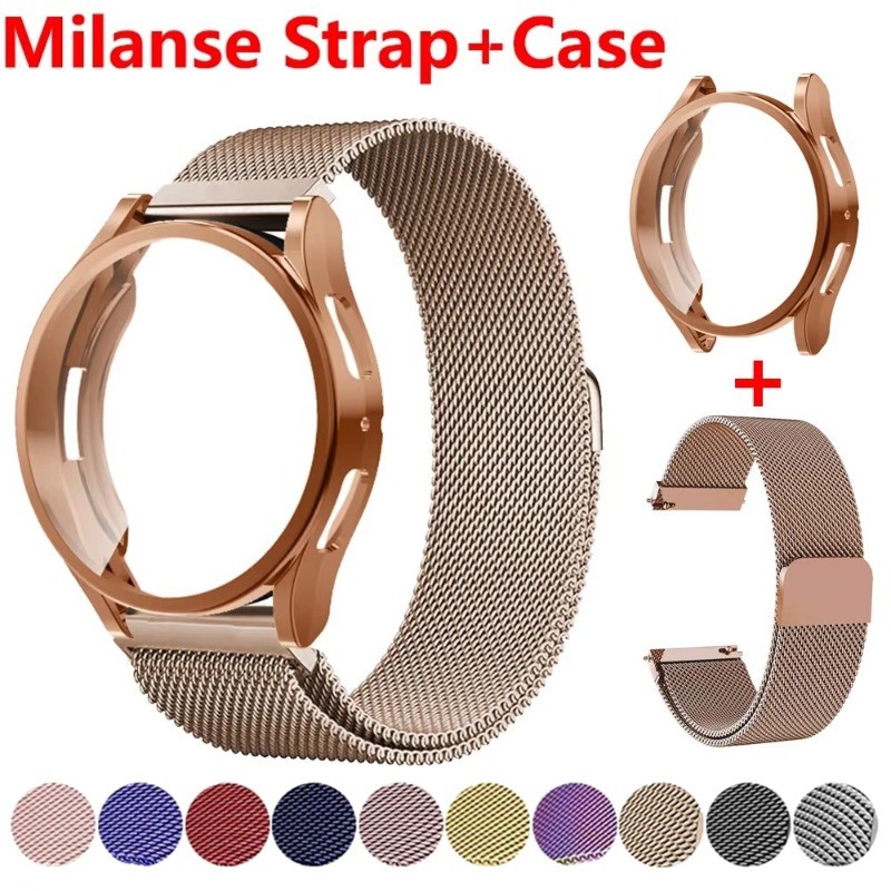 Dây đeo từ tính Milanese + Vỏ TPU cho Samsung Watch 7 6 5 4 44mm / 40mm Vòng đeo tay vòng kim loại c