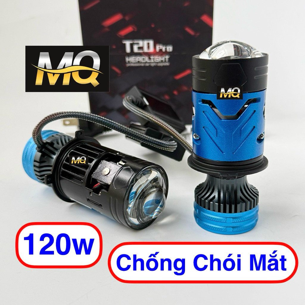 Đèn Pha Led Bi Cầu Cho Ô Tô Xe Máy T20 Pro Chân H4 120w Cắt Sáng Chống Chói Mắt Nâng Cấp Từ C250, C3