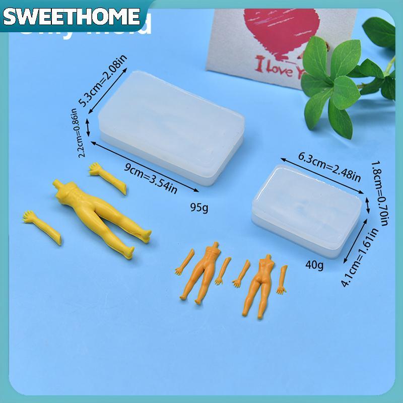 SWEETOME 1 Bộ Đất Sét Polymer Nam Búp Bê Cơ Thể Torso Khuôn Silicon Fondant / Nhựa Đất Sét DIY Búp B