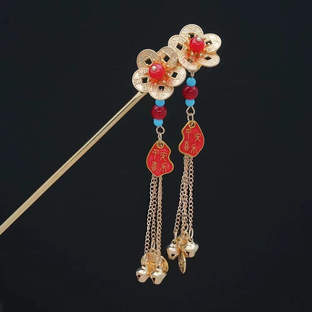 New Product#Qian Duo New Chinese Style Tassel Hairpin Hair Stick Cheongsam Accessory2025New Year's N