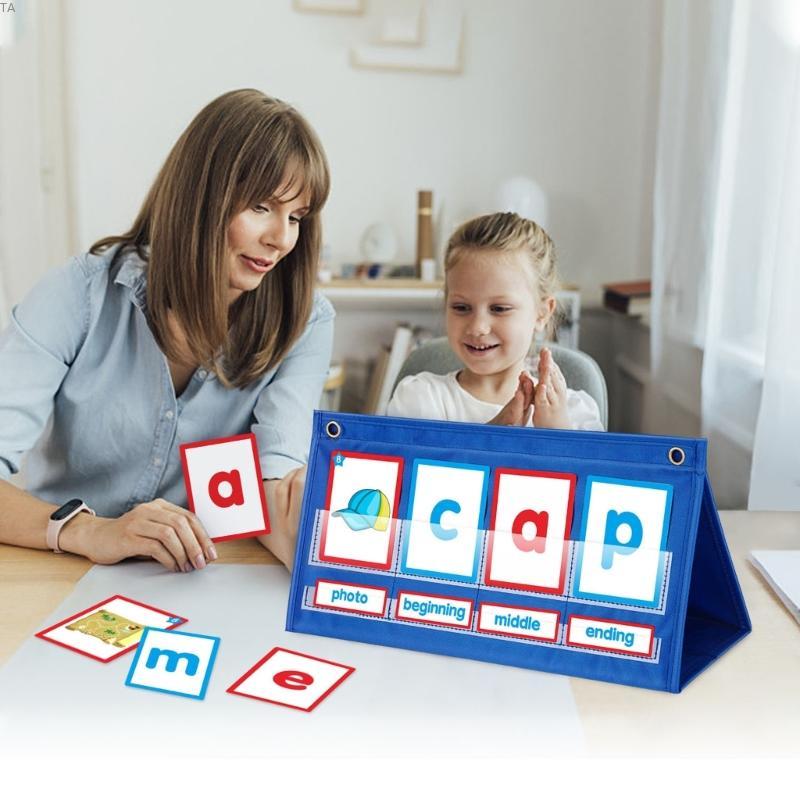 TG CVC Words Phonics Games Pocket Chart Đồ chơi giáo dục đánh vần mẫu giáo