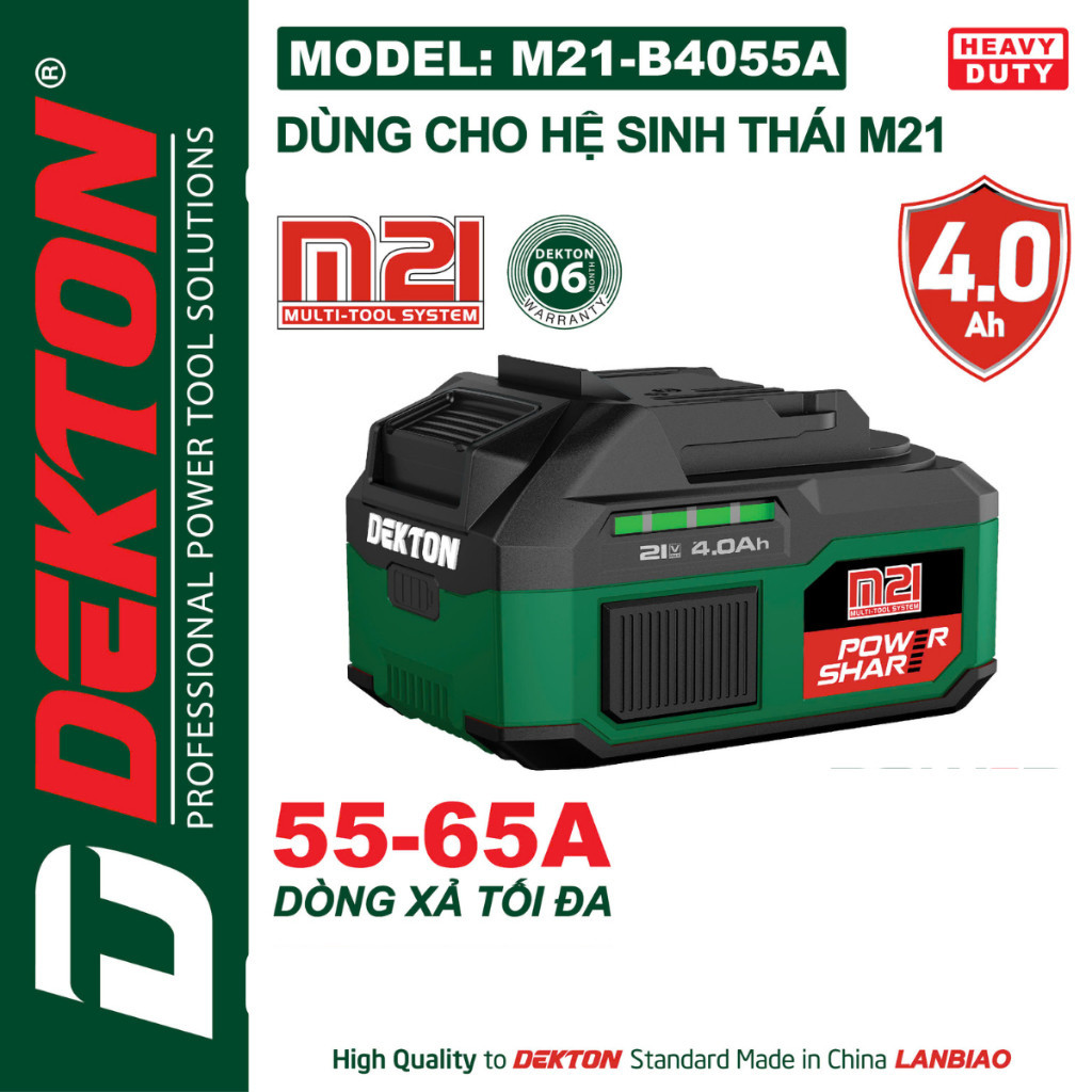 Pin Dekton /  Dung Lượng 4aH / M21-B4055A / Có Giới Hạn / Hệ M21 / Chân Pin Phổ Thông Makita