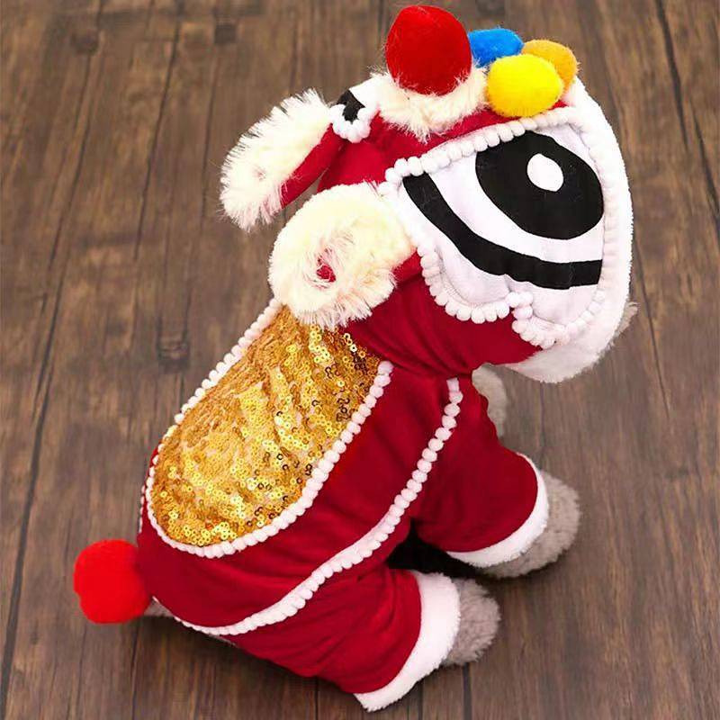 Lion Dance Pet New Year Celebration Lion Four Feet Funny Clothes Dog Cat Funny Outfit New Year Corgi