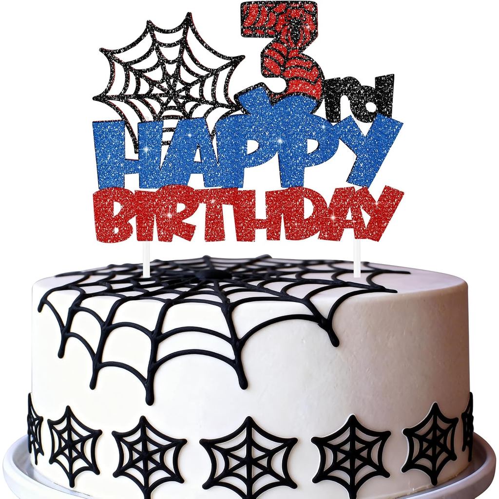 Nhện Happy 3rd Bánh Sinh Nhật Topper Nhện Bánh Sinh Nhật Toppers Lấp Lánh Nhện Web Bánh Chọn Nhện Số