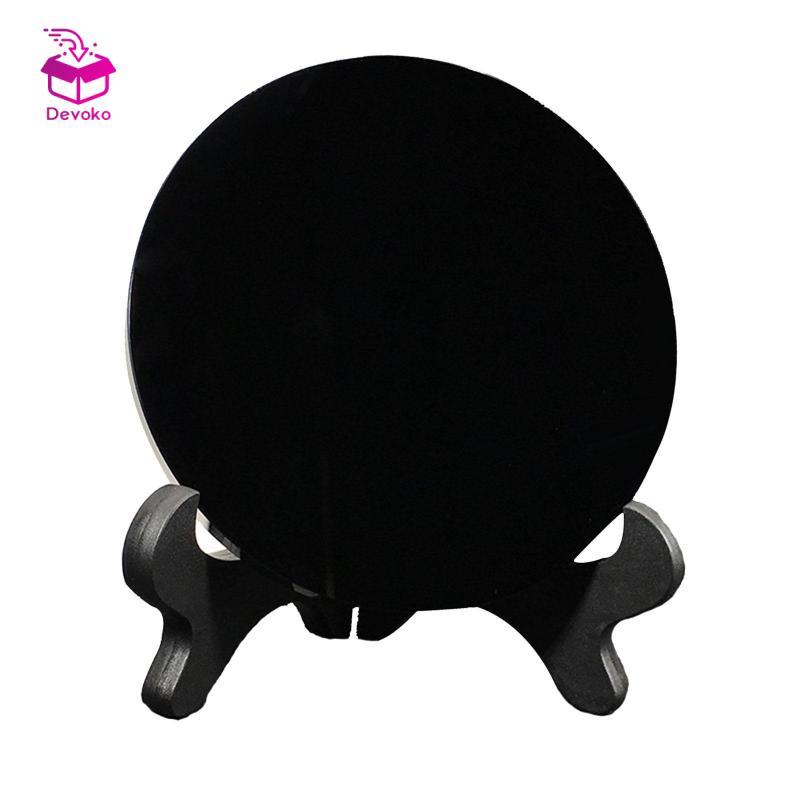 Phong Thủy Đen Obsidian Scriying Gương Đen Obsidian Đá Tròn Đĩa Với Mặt Sau Mịn Trang Trí Văn Phòng 