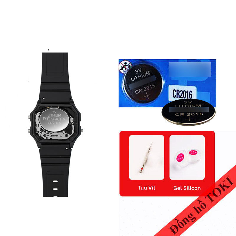 Pin CR2016 dùng cho đồng hồ điện tử tương thích casio F-91W các màu