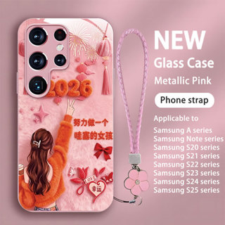 Ốp lưng samsung S26 Ultra S25ultra S24FE S23 + S22 S21 S21 + S20 Note20 10 ultra A70 A56 A55 A54 A53 A52 A35 A33 A23 A15 A14 A13 A05S, dây đeo điện thoại, Hãy là một cô gái may mắn, Quà tặng, chống rơi,
