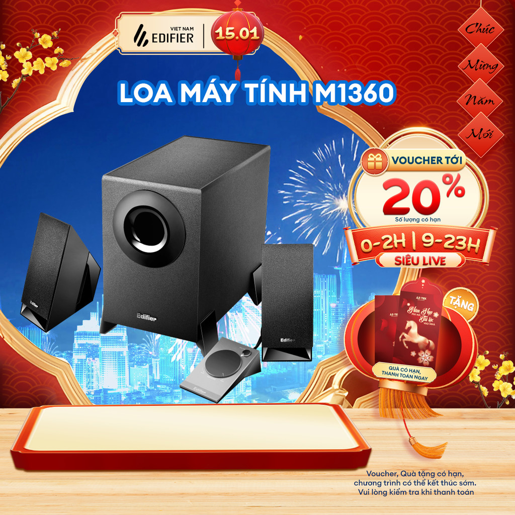 Loa Máy Tính 2.1 Siêu Trầm EDIFIER M1360 Để Bàn - Thiết Kế Tối Ưu Hóa Hướng Âm - Thùng Loa Bass MDF 