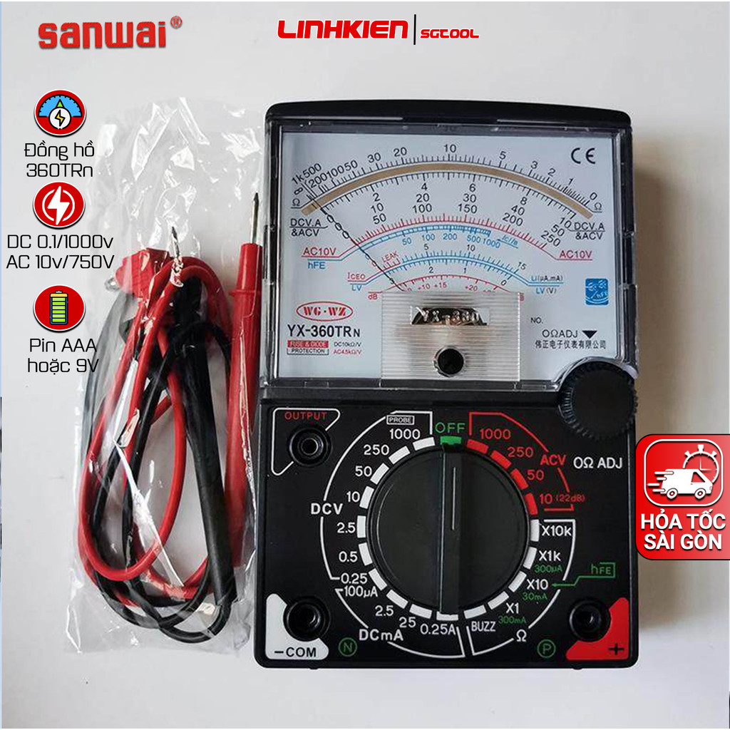 Đồng Hồ Vạn Năng Sanwai YX-360TRn Đo Dòng Một Chiều Xoay Chiều Có Đèn Có Loa Báo