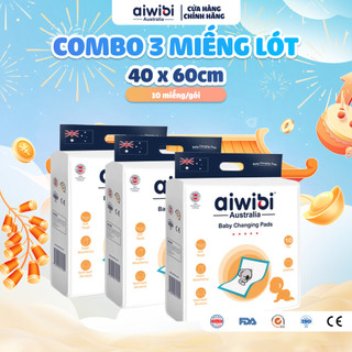 [Combo 3] Miếng Lót Aiwibi Thấm Hút Vượt Trội 40x60, 10 Miếng/Gói