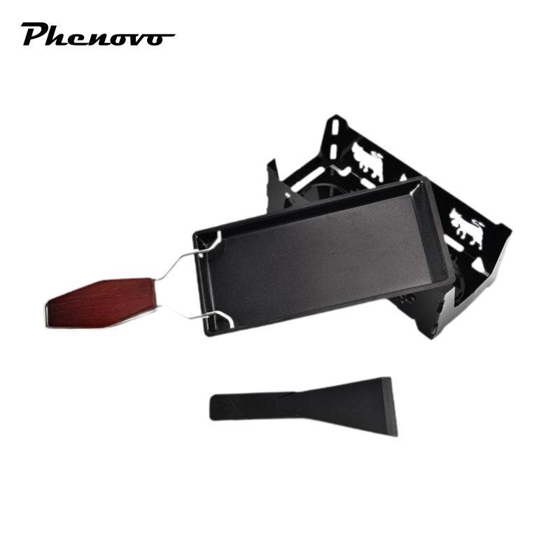 Bộ Raclette Phô Mai Thép Carbon Chống Dính BBQ Có Tay Cầm Thìa Mini Xoay Phô Mai Nướng Khay Di Động