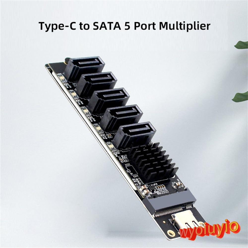 Bộ chuyển đổi WYOIUYIO Type C sang SATA, JMB575 6Gbps PCI-E Riser, Cắm và chạy Thẻ mở rộng SATA 5 kê