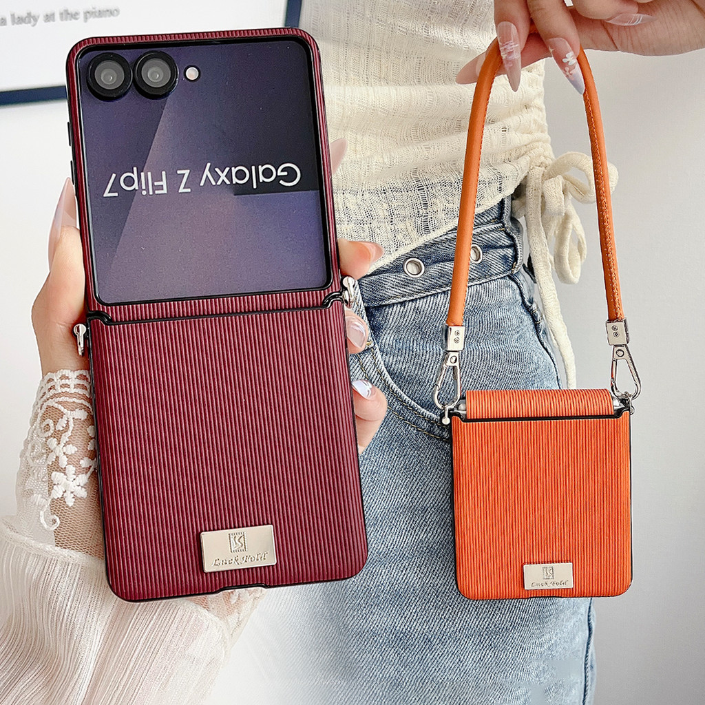 Thiết kế túi xách có dây buộc cho Samsung Galaxy Z Flip 7 Case Flip7 FE Flip 6 5 CASE có màng bảo vệ