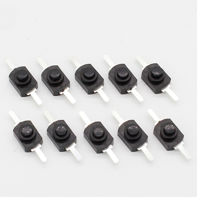 10 chiếc DC 30V 1A Đen Bật Tắt Nút Nhấn Mini Công Tắc Cho Đèn Pin Điện