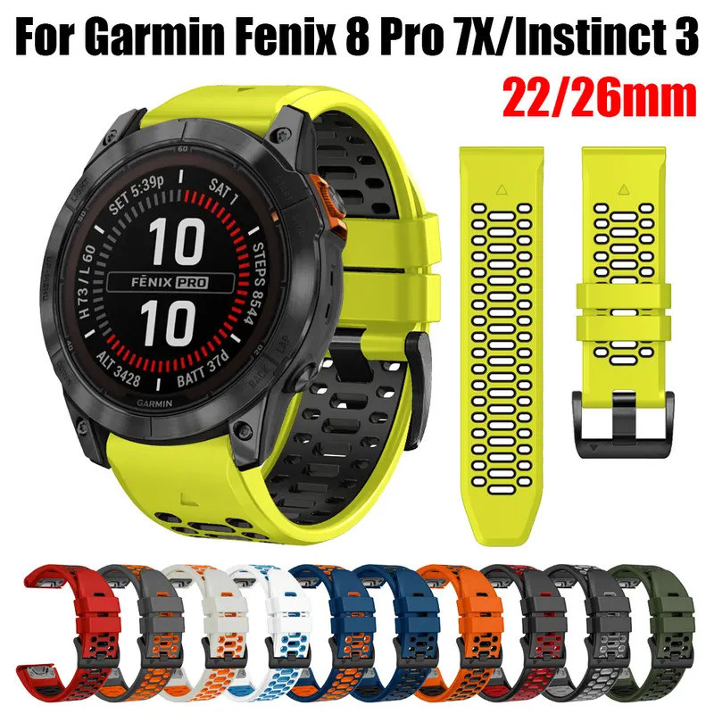 Dây đeo silicon hai tông màu thể thao QuickFit 22 / 26mm cho Garmin Fenix 8 Pro 8 7X / Bản năng 3 2X