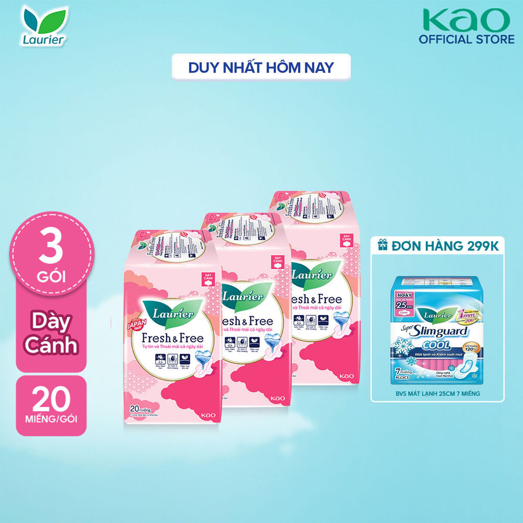 Combo 3 Băng vệ sinh Laurier Fresh & Free Siêu Mỏng