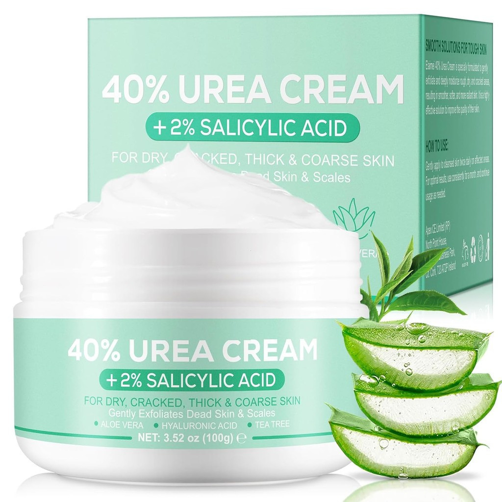 Kem Urea 40% cho bàn chân, cường độ tối đa, Kem Urea 40% Plus 2% Axit Salicylic và Axit Hyaluronic.