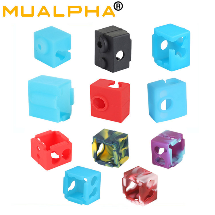 Phụ kiện máy in 3D BP6 / MK8 / E3DV6 / V5 Khối sưởi Vỏ silicon Đầu đùn Vỏ bảo vệ chịu nhiệt độ cao