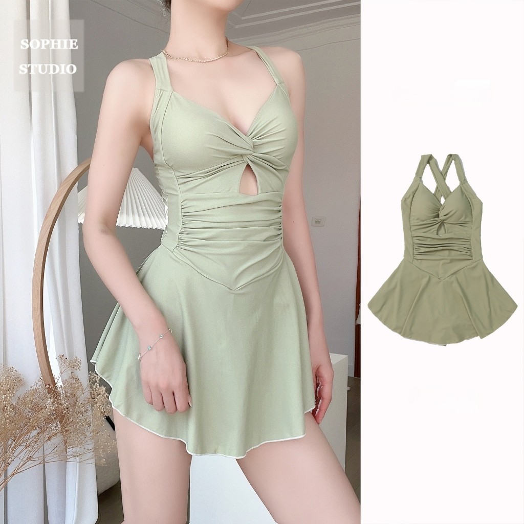 Đồ bơi một mảnh mới cho nữ, chất liệu polyester, thiết kế cut-out xoắn thắt nút, ôm sát cơ thể gợi cảm, phù hợp cho phái đẹp mặc ở bãi biển và hồ bơi. | BigBuy360 - bigbuy360.vn