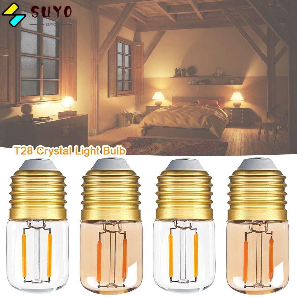 Bóng đèn LED SUYO, Bóng đèn pha lê T28 màu trắng ấm 1W, Đèn chùm gia đình 2200K E26 E27 Bóng đèn LED