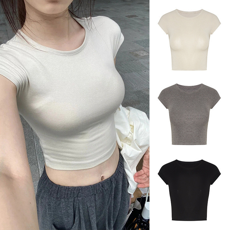 Moses Queen - Áo Thun Croptop Ngắn Màu Đen Phong Cách Mới, Phù Hợp Mùa Hè