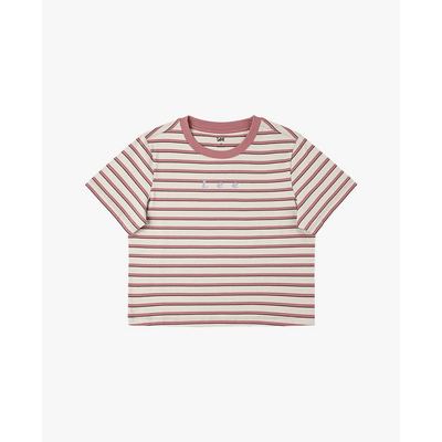 LEE - Áo croptop nữ cổ tròn tay ngắn kẻ sọc_LWT012527210993-A09720