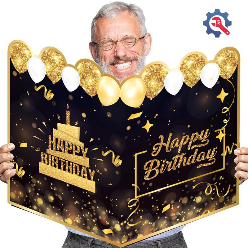 [GEX] New Happy Birthday Gold Giant Birthday Guestbook Messagememorative Card [TH]