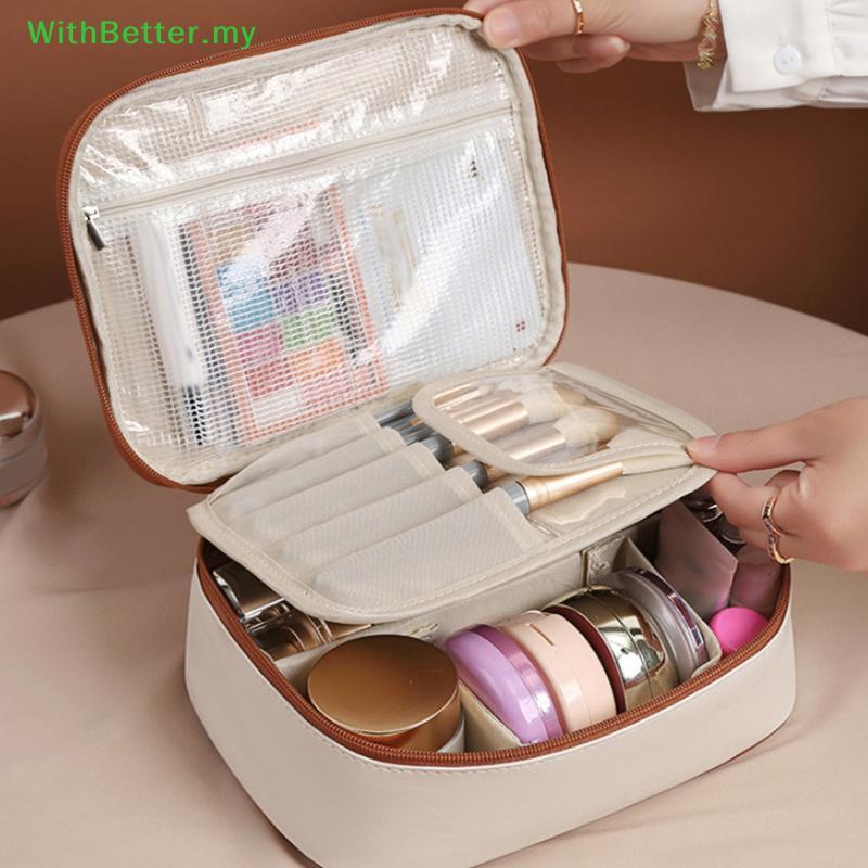 WithBetter 3 Trong 1 Túi Đựng Trang Điểm PU Di Động Dung Tích Lớn Giặt Đa Năng Túi Đựng Mỹ Phẩm Tự D