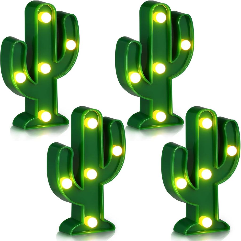 Jutom 4 Miếng Đèn LED Xương Rồng Sáng Lên Trang Trí Tiệc Mexico Xương Rồng Fiesta Trang Trí Bàn Cinc