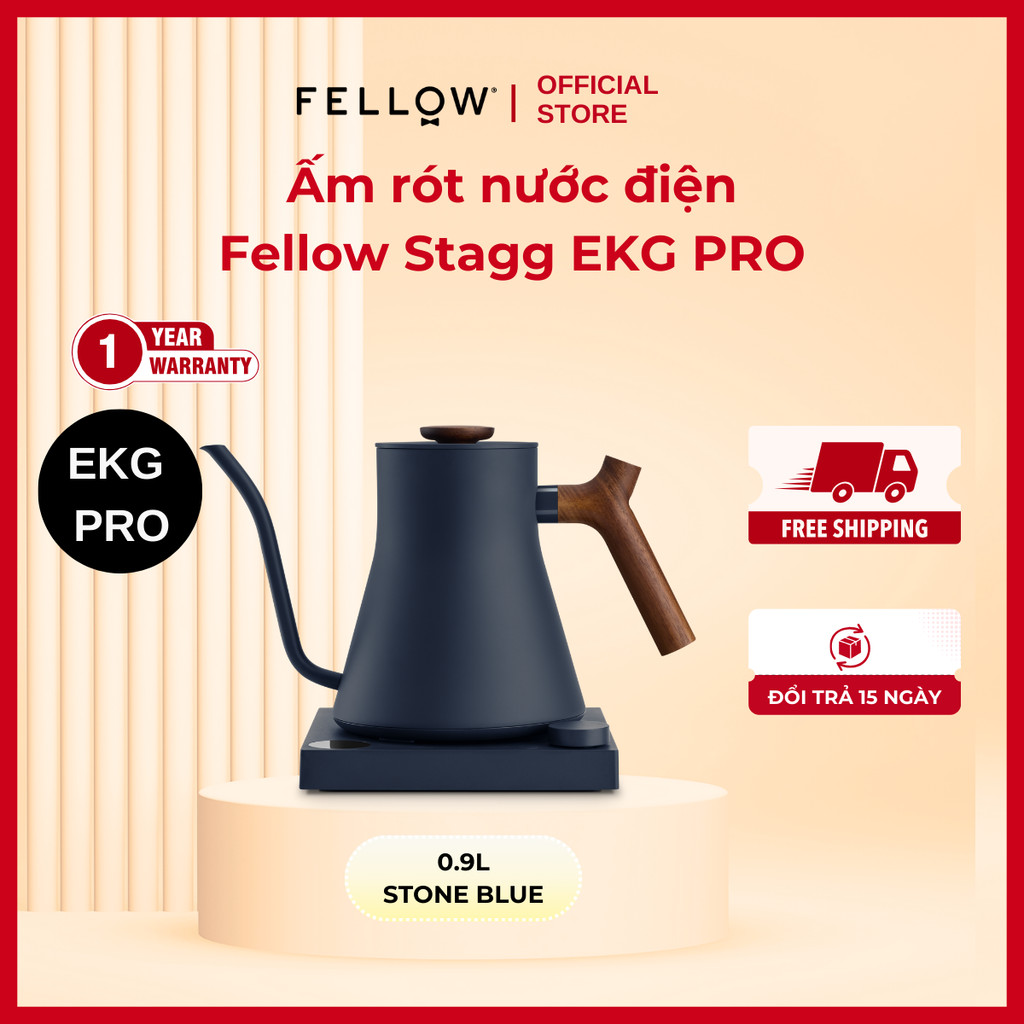Ấm Rót Nước Điện Fellow Stagg EKG PRO 0.9L | Đun Sôi Tức Thời | Màu Stone Blue | Hàng Chính Hãng