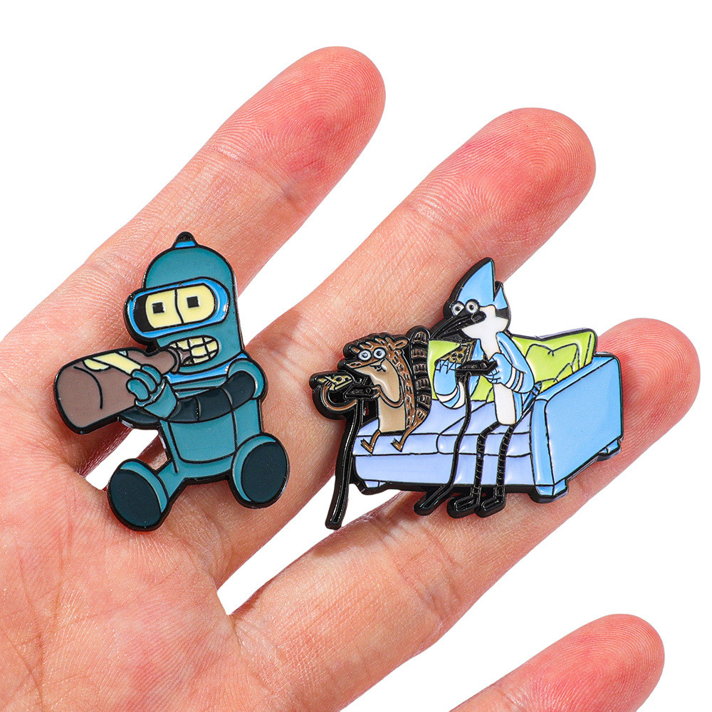 Spot Goods#Cartoon Metal Badge Fun Futurama Robot Character Alloy Brooch Accessory Versatile Brooch 