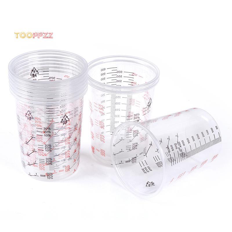 tooppzz 10Pcs 600ml Plastic Paint Mixing Cups Mixing Pot Paint Mixing Calibrated Cup new