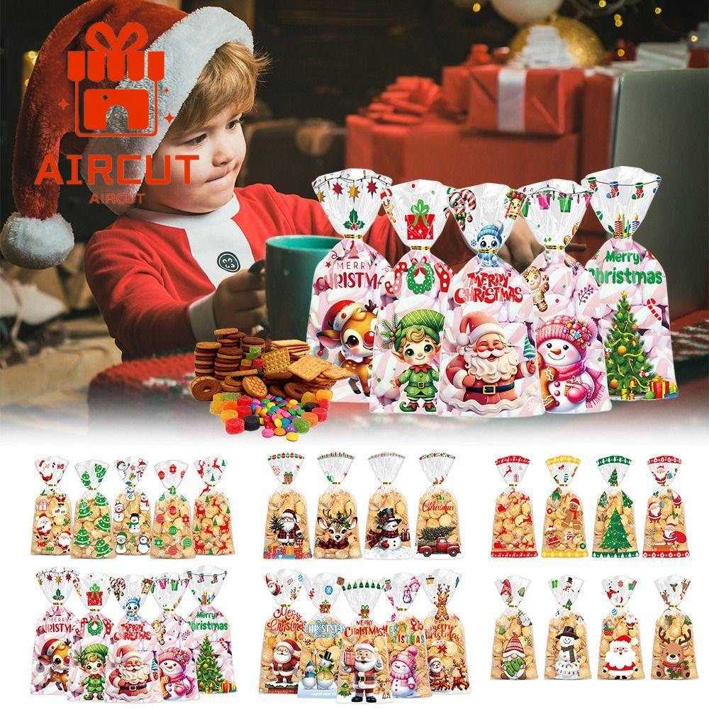 YANGMING 50 Túi Kẹo Giáng Sinh, Bao Bì Đồ Ăn Nhẹ Ông Già Noel Túi Bao Bì Giáng Sinh, Nhiều Màu Vui V