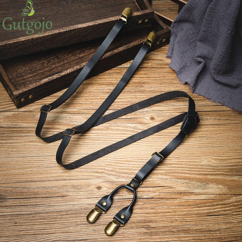 Gutgojo Suspenders Nam, Da Đen 1.5cm, Phong Cách Retro Anh Quốc