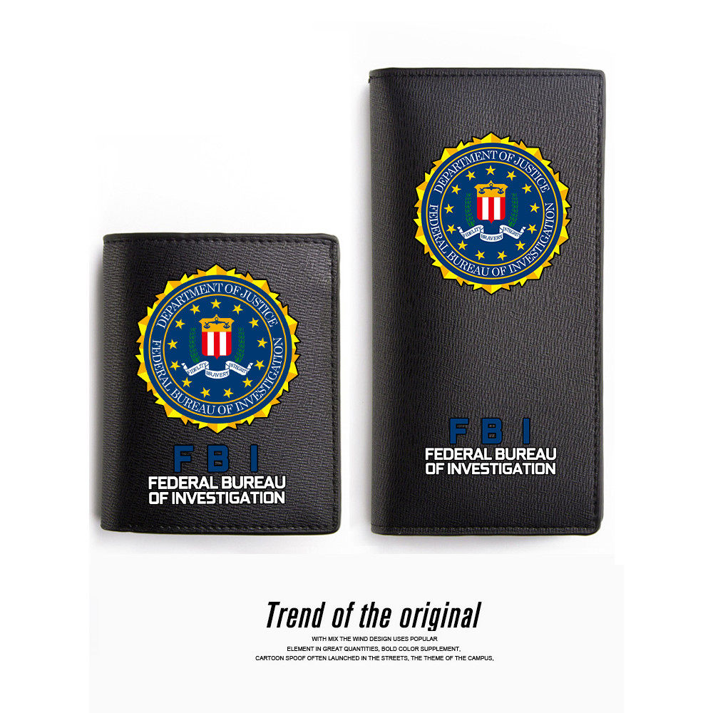 Mỹ FBI FBI FBI FBI Độc Đáo Sáng Tạo Ví Học Sinh Dài Nam Thanh Niên Học Sinh Trung Học Đường Mặc Đơn 